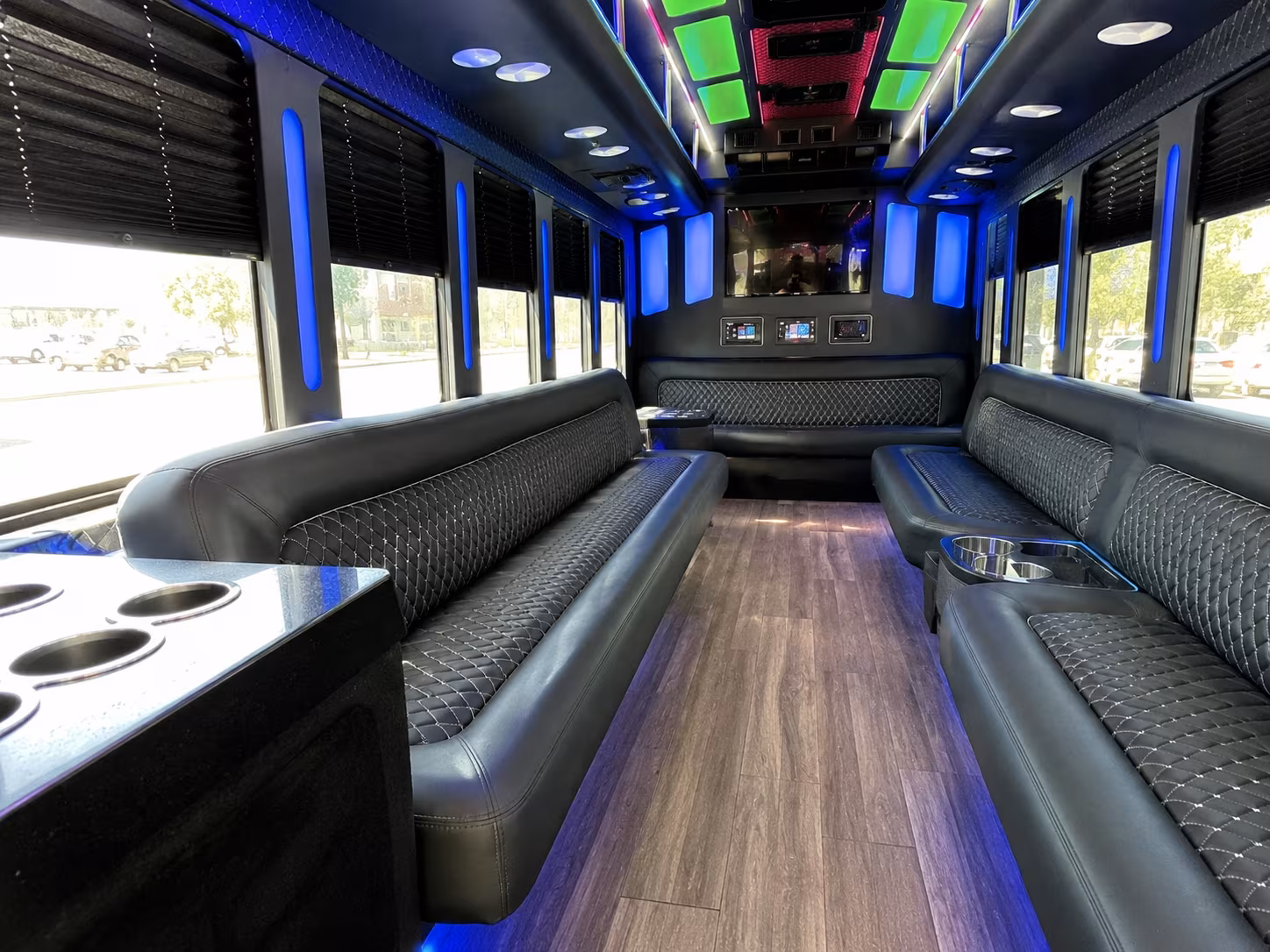 haltom city 15 passenger party bus inside