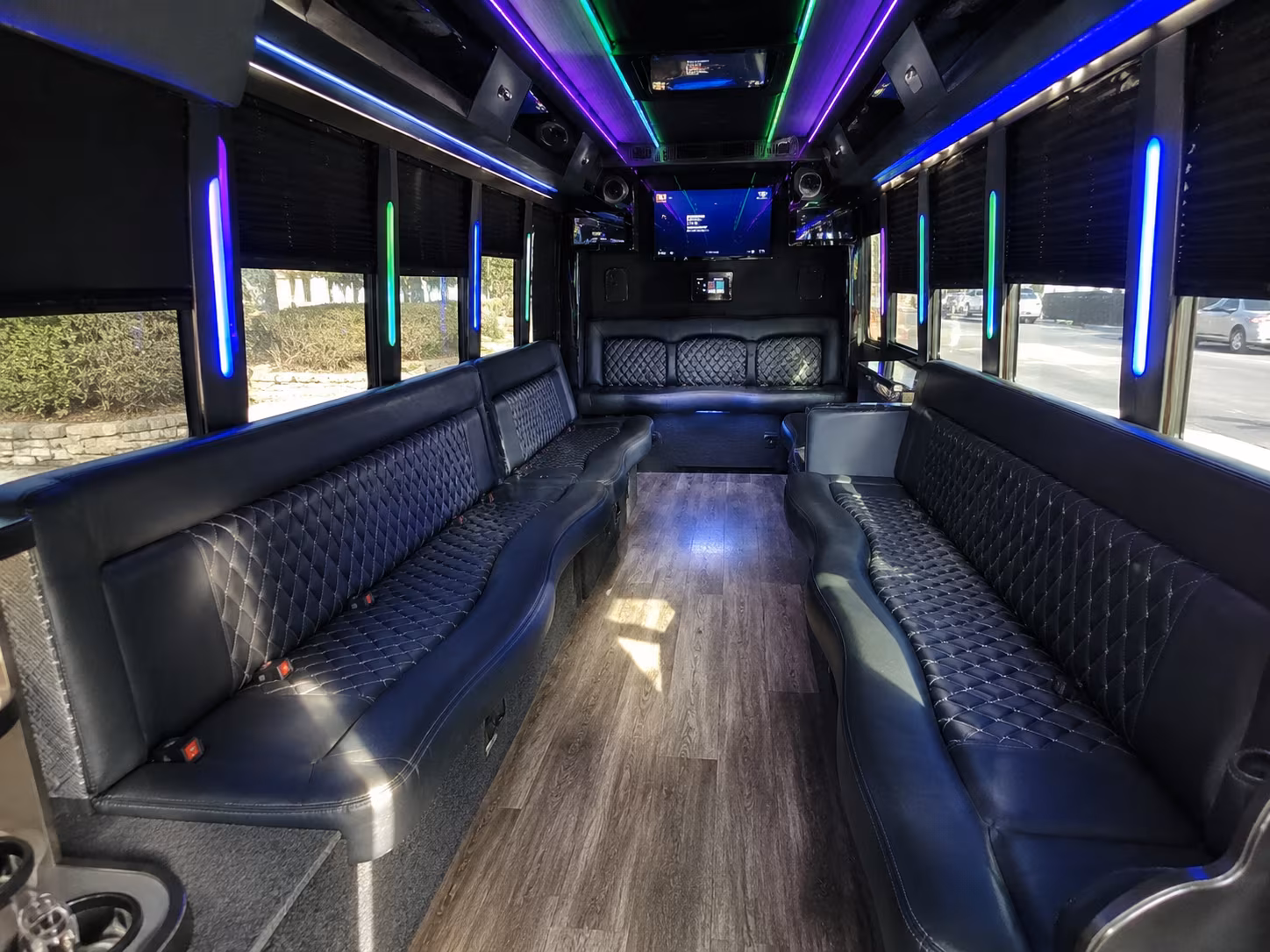 haltom city 15 passenger party bus interior