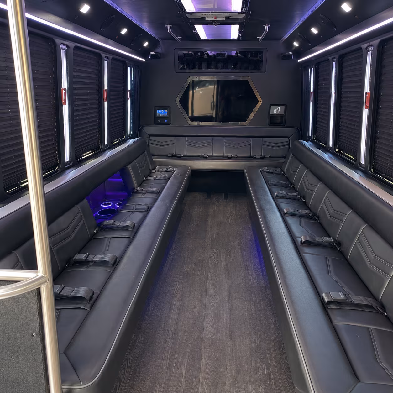 haltom city 18 passenger party bus interior