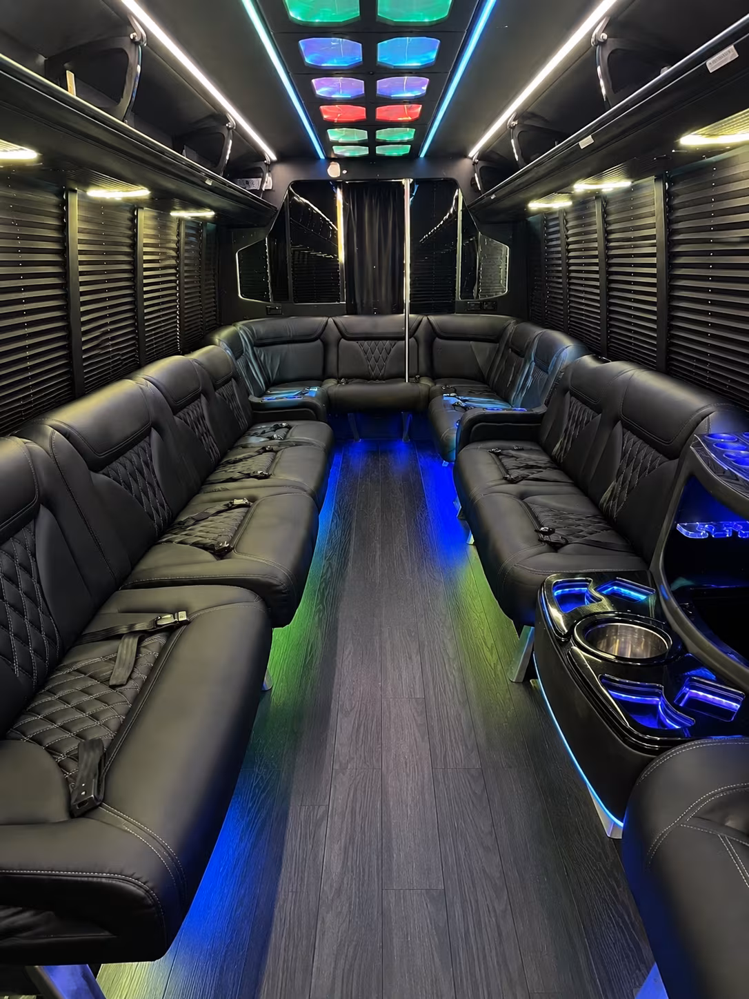 haltom city 20 passenger party bus interior
