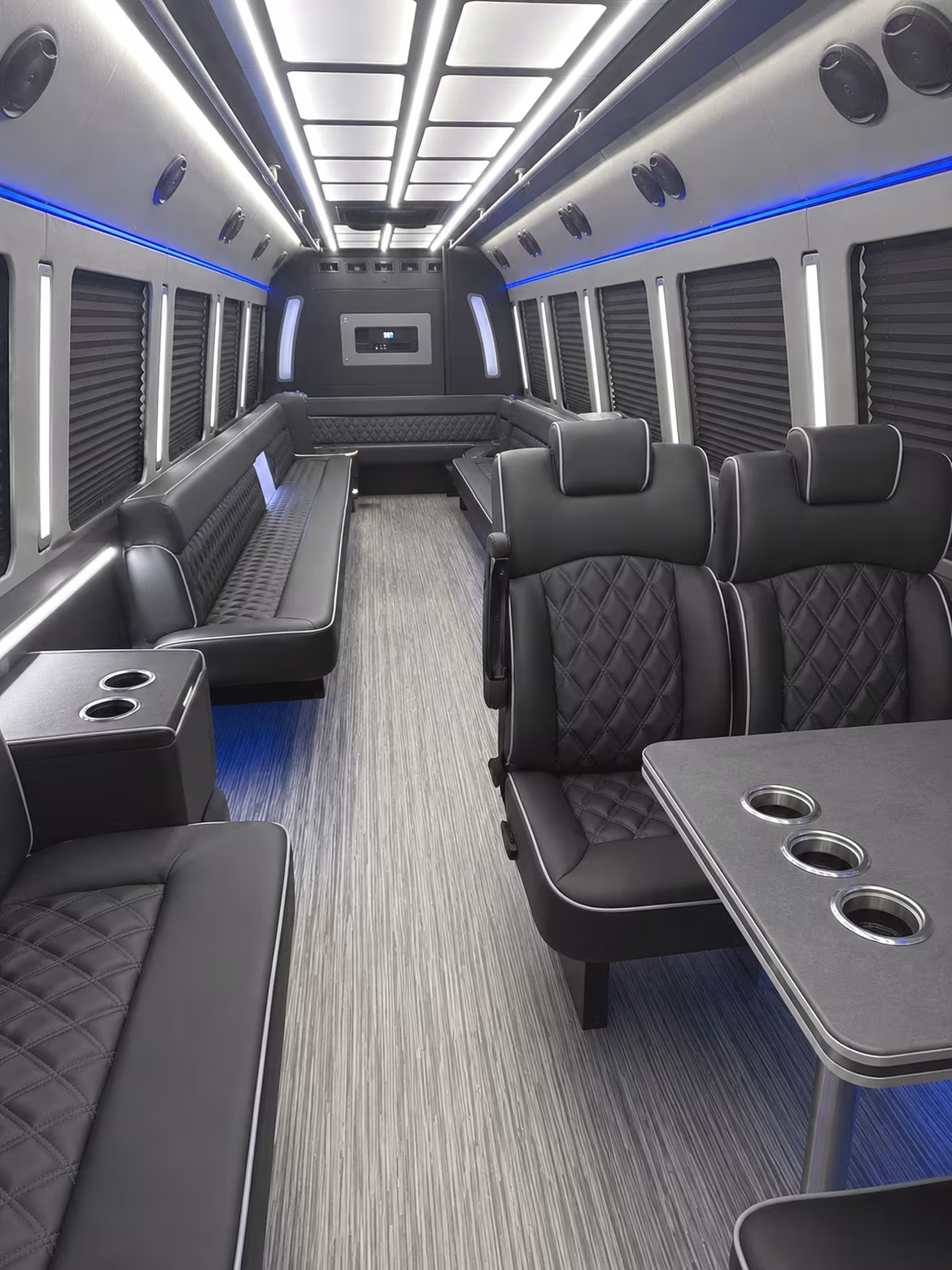haltom city 25 passenger party bus inside
