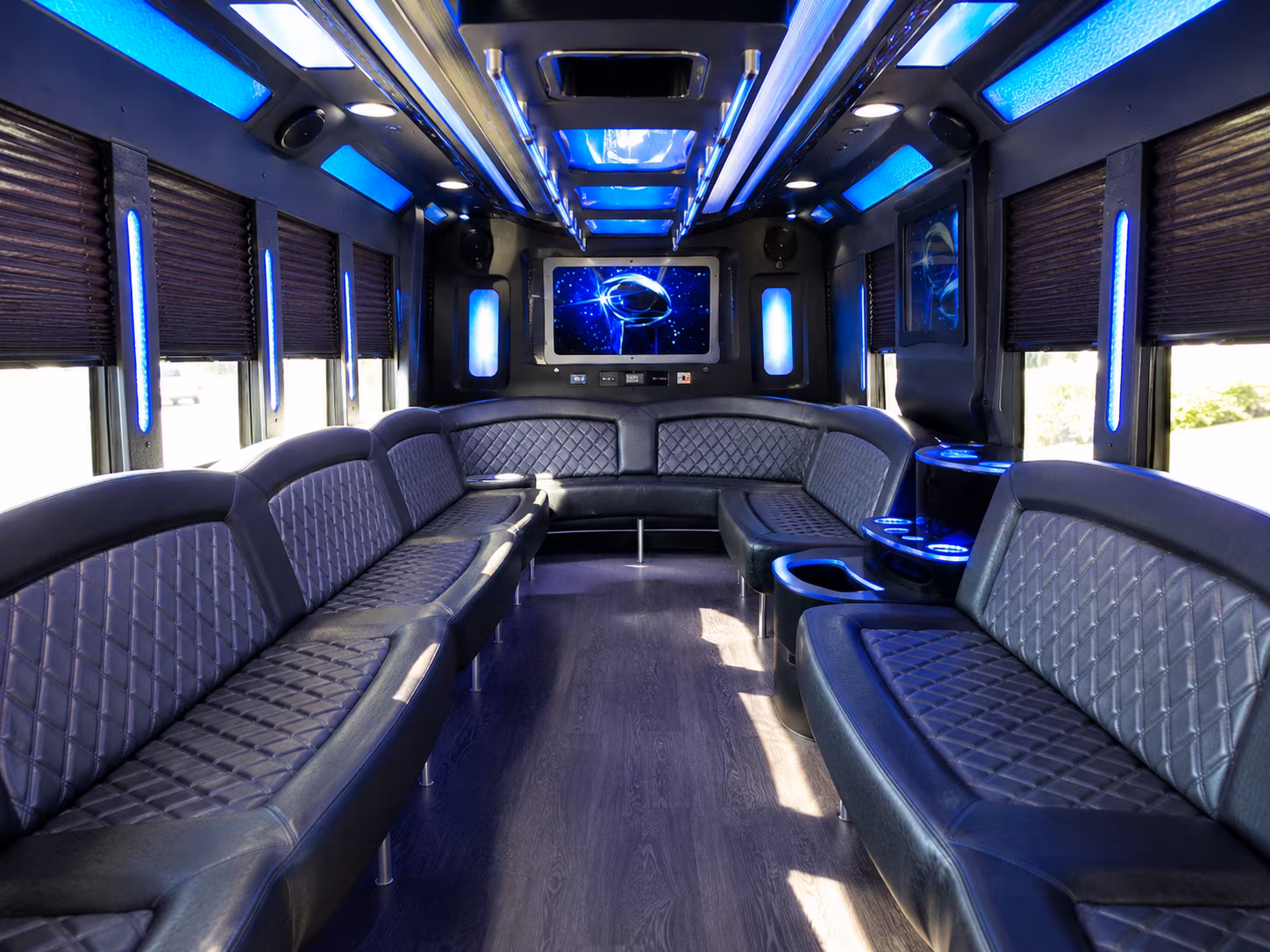 haltom city 28 passenger party bus inside