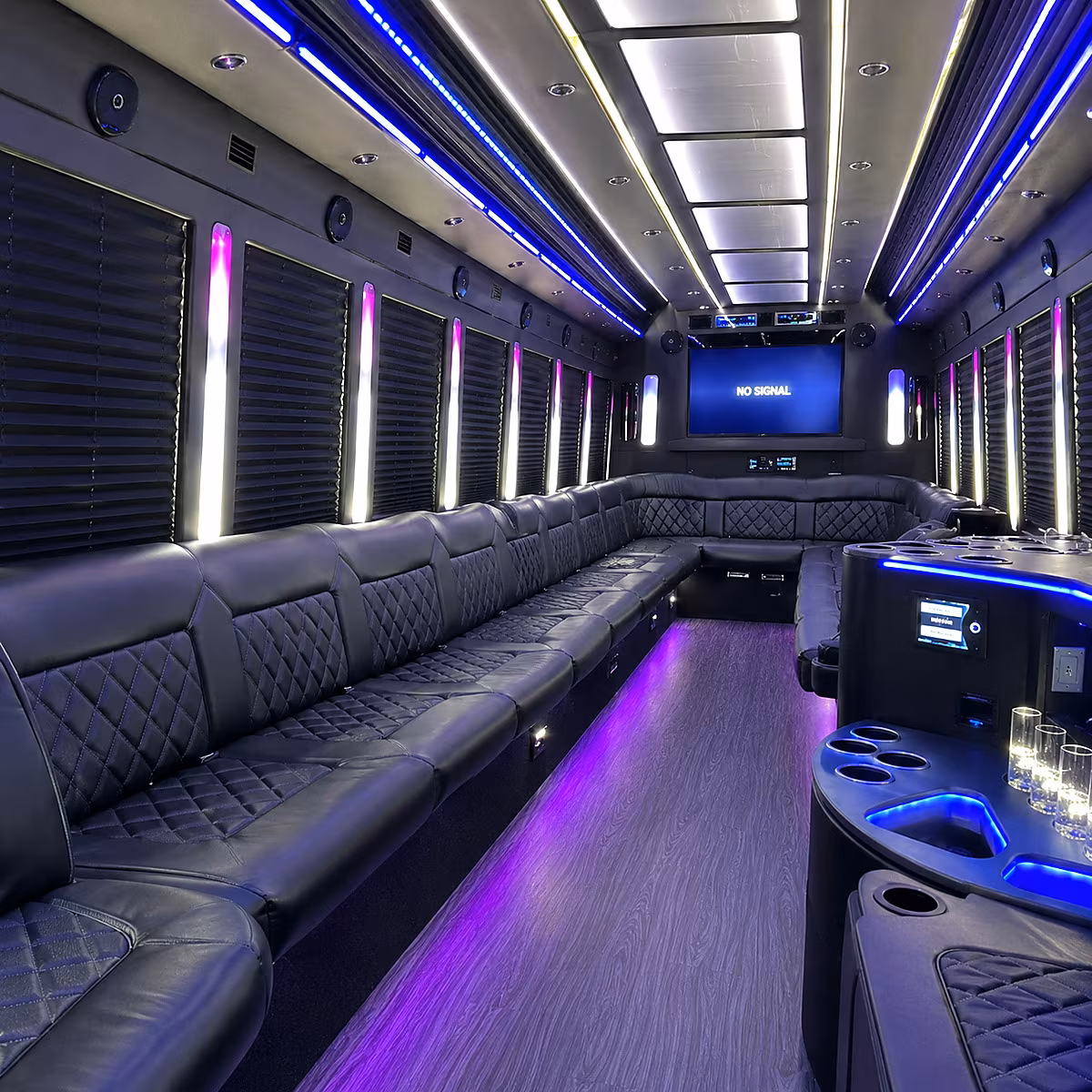 haltom city 30 passenger party bus inside