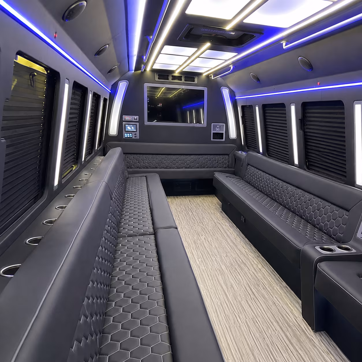 haltom city 40 passenger party bus inside