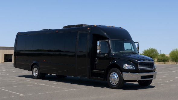 Exterior of Charter Bus Company Garland's 15 Passenger Minibus in Garland