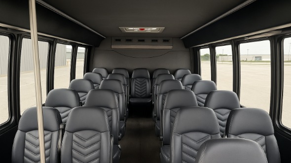 Interior of Charter Bus Company Plano's 15 Passenger Minibus in Plano