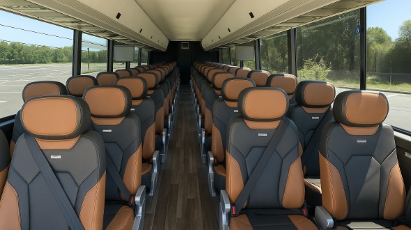 Interior of Charter Bus Company Haltom City's 50 Passenger Charter Bus in Haltom City