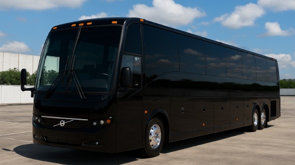 Exterior of Charter Bus Company Haltom City's 54 Passenger Charter Bus in Haltom City