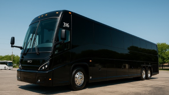 Exterior of Charter Bus Company Haltom City's 55 Passenger Charter Bus in Haltom City