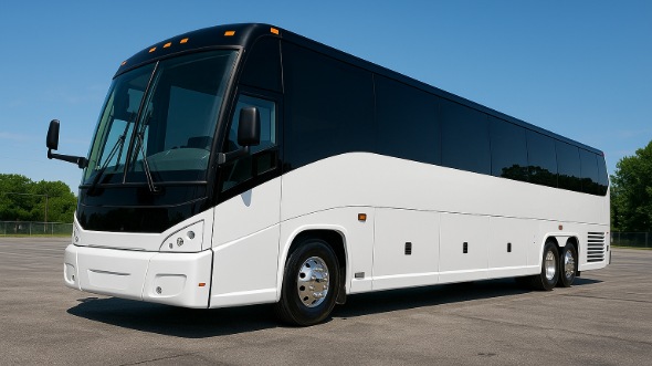 Exterior of Charter Bus Company Haltom City's 56 Passenger Charter Bus in Haltom City