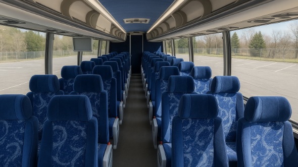 Interior of Charter Bus Company Haltom City's 56 Passenger Charter Bus in Haltom City