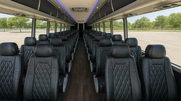 haltom city 50 passenger charter bus inside