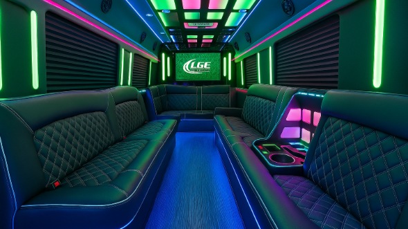 Interior of Charter Bus Company Haltom City's Party Bus in Haltom City