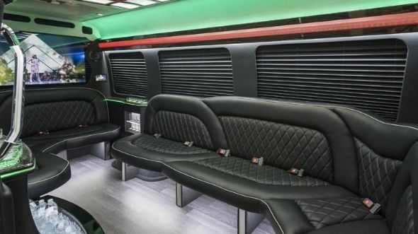 Interior of Charter Bus Company Haltom City's Sprinter Limo in Haltom City