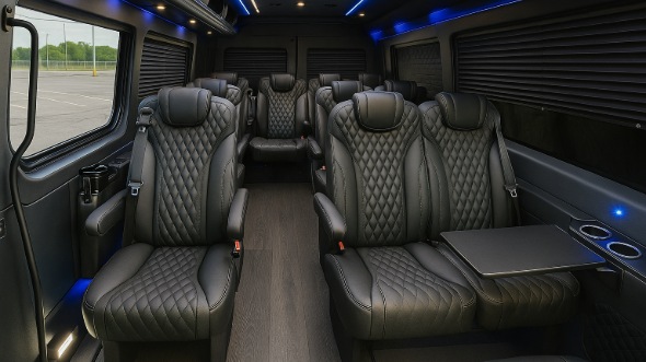 Interior of Charter Bus Company Haltom City's Sprinter Van Rental With Driver in Haltom City